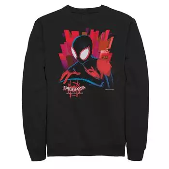 Мужской темно-черный флисовый пуловер с рисунком «Человек-паук» Marvel Spiderverse