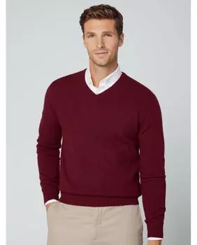 Мужской темно-красный свитер с v-образным вырезом Hackett, красный