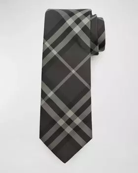 Мужской темно-серый галстук в клетку Manston Burberry, цвет Charcoal