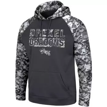 Мужской темно-серый пуловер с капюшоном Drexel Dragons OHT Military Appreciation Digital Camo Colosseum