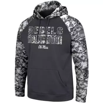 Мужской темно-серый пуловер с капюшоном Ole Miss Rebels OHT Military Appreciation Digital Camo Colosseum