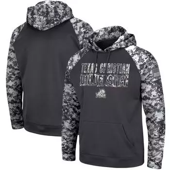 Мужской темно-серый пуловер с капюшоном TCU Horned Frogs OHT Military Appreciation Digital Camo Colosseum