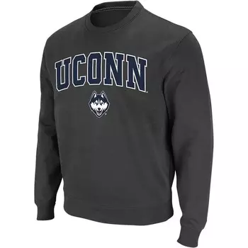 Мужской темно-серый свитшот с круглым вырезом UConn Huskies Arch & Logo Colosseum, цвет Con Charco