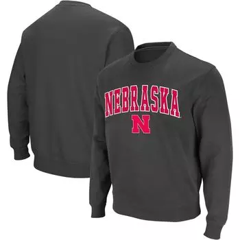 Мужской темно-серый свитшот с круглым вырезом Nebraska Huskers Arch & Logo Colosseum