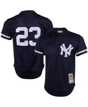 Мужской темно-синий джерси Don Mattingly New York Yankees 1995 года из коллекции Authentic Cooperstown Collection с сетчатым ватиновым тренировочным трикотажем Mitchell & Ness