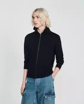 Мужской темно-синий кардиган на молнии Sandro, темно-синий