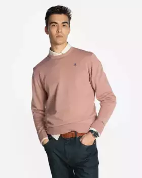 Мужской темно-синий однотонный свитер с круглым вырезом Harper & Neyer, розовый