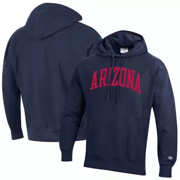 Мужской темно-синий пуловер с капюшоном Arizona Wildcats Team Arch обратного переплетения Champion