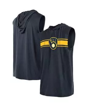 Мужской темно-синий пуловер с капюшоном без рукавов Milwaukee Brewers New Era, синий