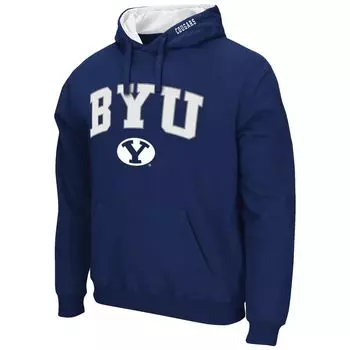 Мужской темно-синий пуловер с капюшоном BYU Cougars Arch & Logo 3.0 Colosseum