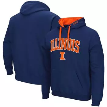 Мужской темно-синий пуловер с капюшоном Illinois Fighting Illini Big & Tall Arch & Logo 2.0 Colosseum