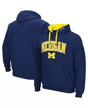 Мужской темно-синий пуловер с капюшоном Michigan Wolverines Big and Tall Arch и Logo 2.0 Colosseum