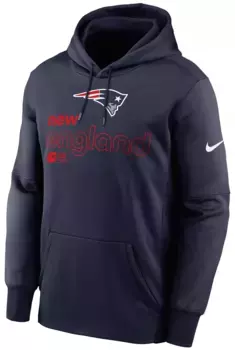 Мужской темно-синий пуловер с капюшоном Nike New England Patriots Therma-FIT College