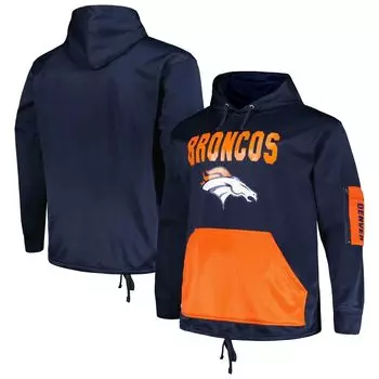 Мужской темно-синий пуловер с капюшоном с логотипом Denver Broncos Big & Tall Fanatics