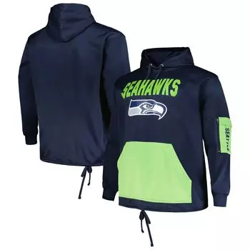 Мужской темно-синий пуловер с капюшоном с логотипом College Seattle Seahawks Big & Tall Fanatics