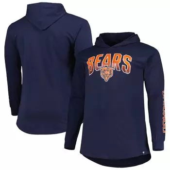 Мужской темно-синий пуловер с капюшоном с логотипом Chicago Bears Big & Tall Front Runner Fanatics