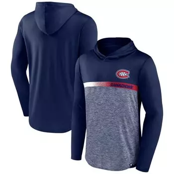 Мужской темно-синий пуловер с капюшоном с логотипом Montreal Canadiens Podium Defender Fanatics