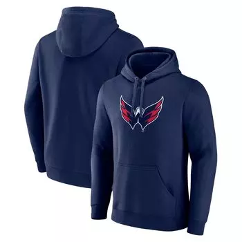 Мужской темно-синий пуловер с капюшоном с логотипом Washington Capitals Primary Fanatics