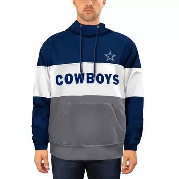 Мужской темно-синий/серый флисовый пуловер с капюшоном Dallas Cowboys Big & Tall Star Team New Era