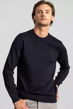 Мужской темно-синий свитер с круглым вырезом Slim Fit TUDORS