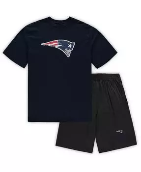 Мужской темно-синий, темно-серый меланжевый уголь new england patriots, комплект из большой и высокой футболки и шорт Concepts Sport, мульти