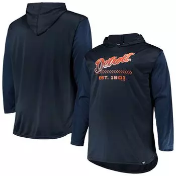 Мужской темно-синий/темно-синий пуловер с капюшоном Detroit Tigers Big & Tall Wordmark Club