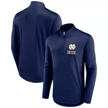 Мужской темно-синий топ с фирменным логотипом Notre Dame Fighting Irish Tough Minded с молнией четверть Fanatics