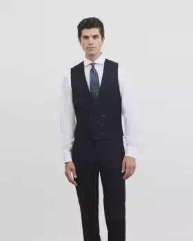 Мужской темно-синий жилет из эластичного костюма Silbon, тёмно-синий
