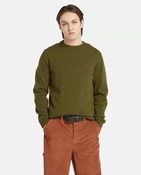 Мужской темно-зеленый свитер с круглым вырезом Timberland, темно-зеленый