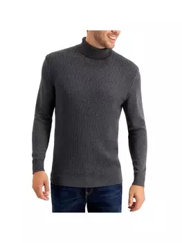Мужской текстурированный хлопковый свитер с высоким воротником Club Room, цвет Charcoal Heather
