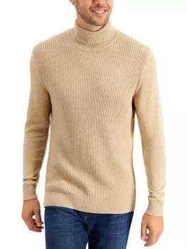 Мужской текстурированный хлопковый свитер с высоким воротником Club Room, цвет Toast Heather