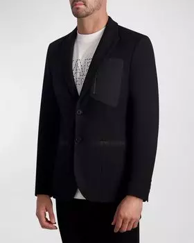 Мужской текстурированный пиджак с карманом на молнии Karl Lagerfeld, цвет Black