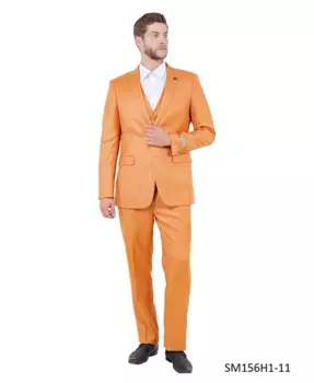 Мужской текстурированный трехсоставной костюм с жилетом и брюками, лацканы с выемкой Stacy Adams, оранжевый