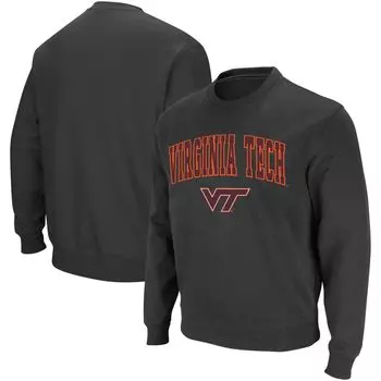Мужской толстовка с круглым вырезом Colosseum Charcoal Virginia Tech Hokies Arch & Logo