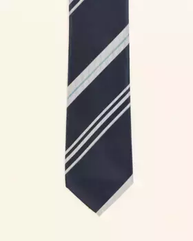 Мужской тёмно-синий полковой полосатый галстук PuroEgo