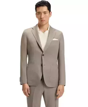 Мужской тонкий блейзер из вирджинской шерсти и шелка Hugo Boss, коричневый/бежевый