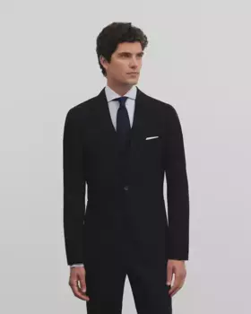 Мужской тонкий пиджак в тонкую полоску темно-синего цвета Silbon, тёмно-синий