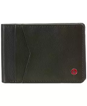 Мужской тонкий складной кошелек RFID Safe Bifold из натуральной кожи с идентификационным окном Alpine Swiss, зеленый