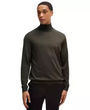 Мужской тонкий свитер с воротником-стойкой из мериносовой шерсти Hugo Boss, синий