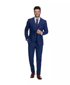 Мужской трехкомпонентный костюм Slim Fit в клетку Gino Vitale, синий