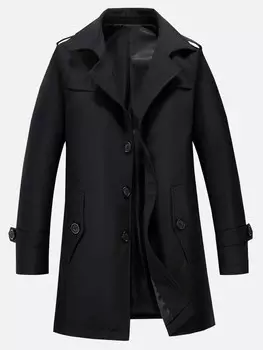 Мужской тренч Homme с карманами и пуговицами Manfinity, черный