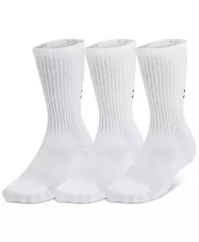 Мужской тренировочный хлопок, 3 шт. Влагоотводящие носки для экипажа Under Armour, белый