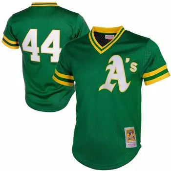 Мужской тренировочный трикотаж с сеткой Mitchell & Ness Reggie Jackson Green Oakland Athletics Cooperstown