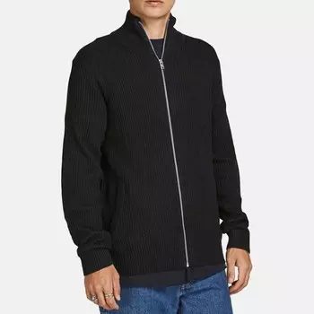 Мужской трикотажный кардиган на молнии jjpannel Jack & Jones, черный