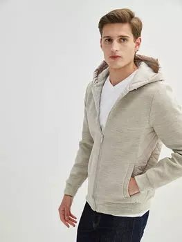 Мужской трикотажный кардиган с капюшоном и длинными рукавами LCW Vision