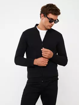 Мужской трикотажный кардиган с удобным узором и воротником-стойкой LCWAIKIKI Classic