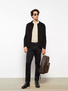 Мужской трикотажный кардиган с воротником поло со стандартным узором LCWAIKIKI Classic