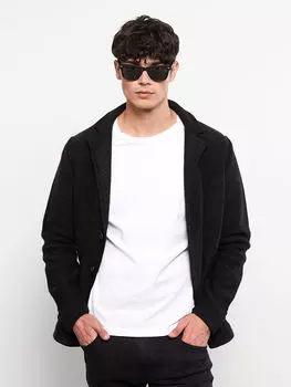 Мужской трикотажный кардиган Slim Fit с двубортным воротником LCW Casual