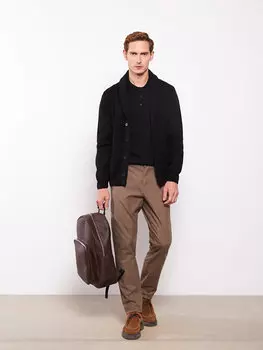 Мужской трикотажный кардиган Slim Fit с воротником-шалью и длинными рукавами LCWAIKIKI Classic