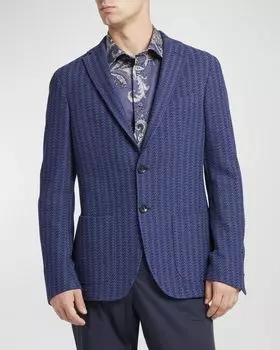 Мужской трикотажный пиджак без подкладки Etro, цвет Blue